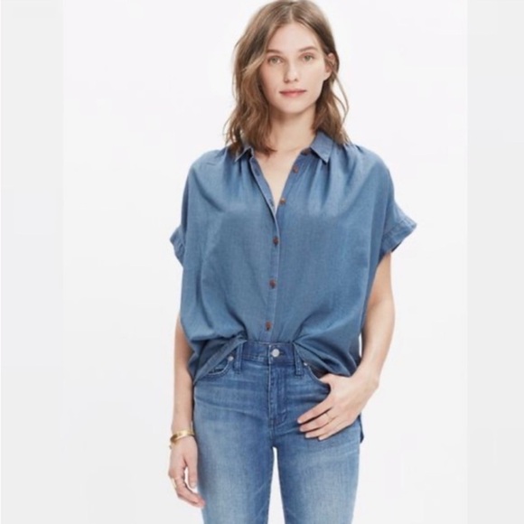 Madewell Tops - Madewell women’s Central Shirt Bright Indigo button down oversized size small